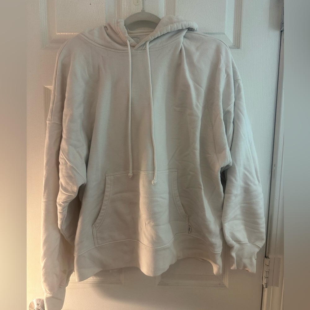 TNA Aritzia Sweatfleece boyfriend hoodie, white, women’s 3